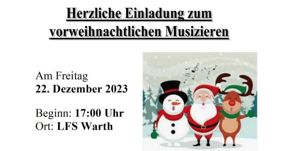 Einladung zum vorweihnachtlichen Musizieren 2023